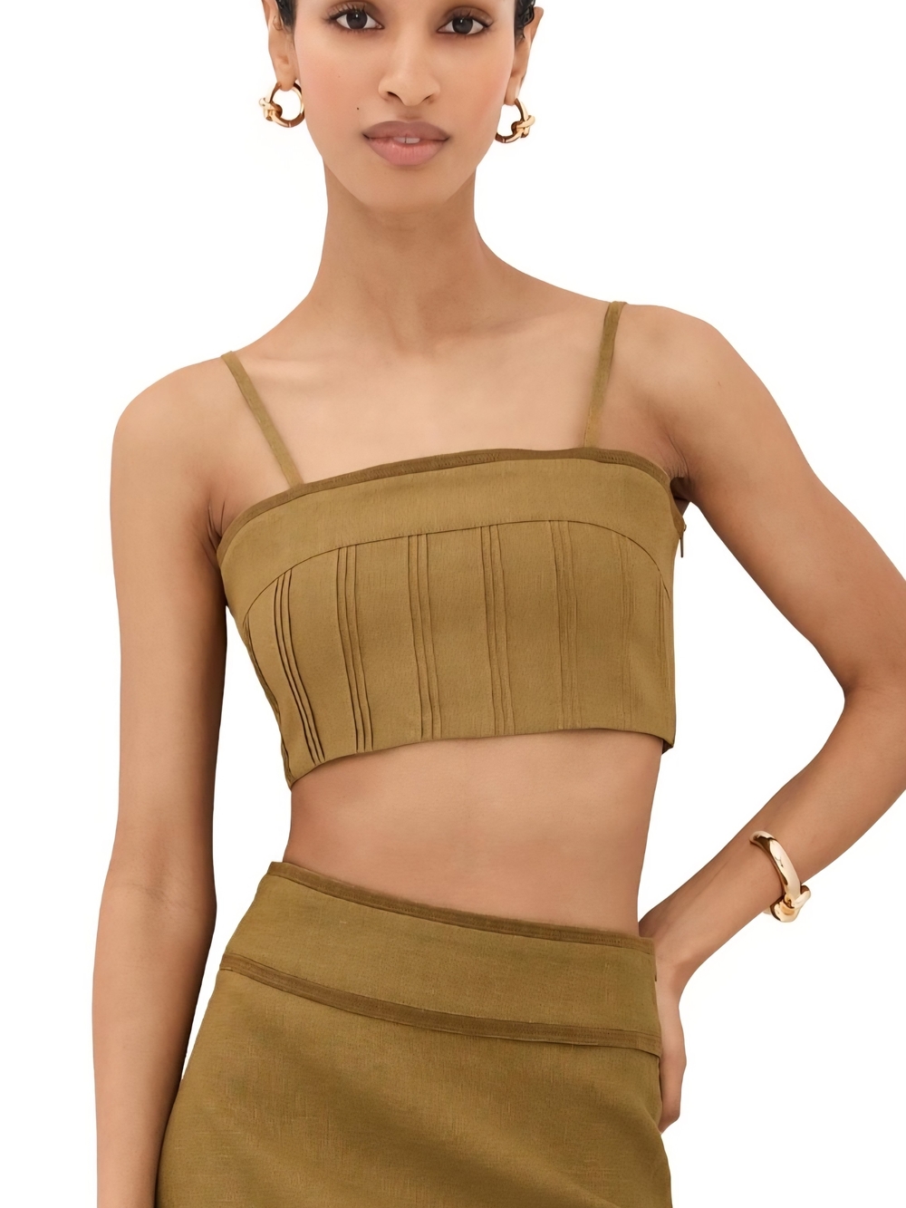Lug Von Siga Mustard Linen  Cropped Top